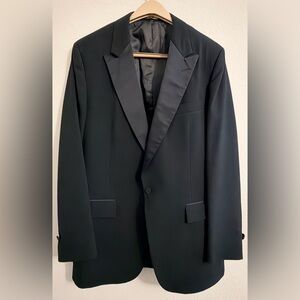 Men's Black Satin-Lapel Single-Button Tuxedo Blazer Sz 42L